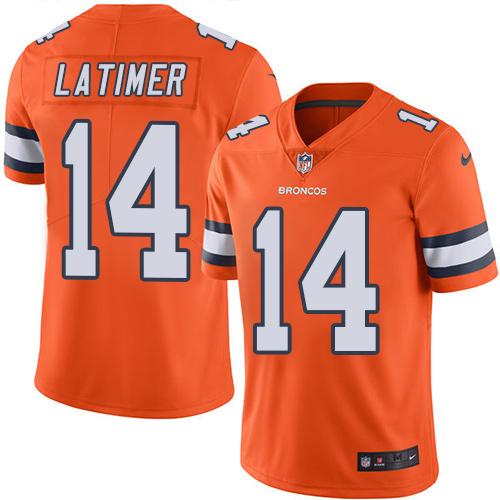 Nike Broncos #14 Cody Latimer Orange Men's Stitched NFL Limited Rush Jersey - Click Image to Close